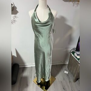Altar’d State green satin maxi dress
